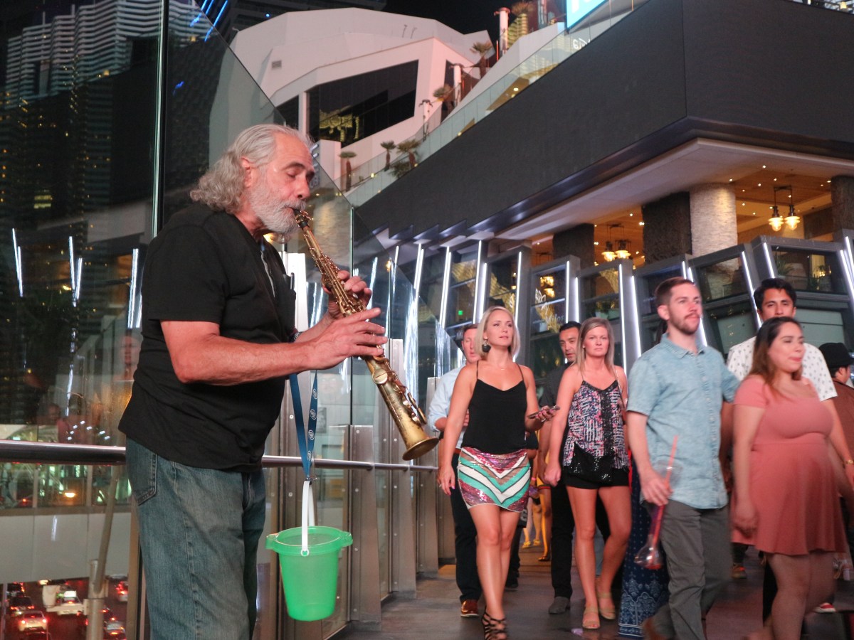 It is now illegal to perform on the bridges over The Strip / “Pedestrian Flow Zone” ordinance&nbsp;passes
